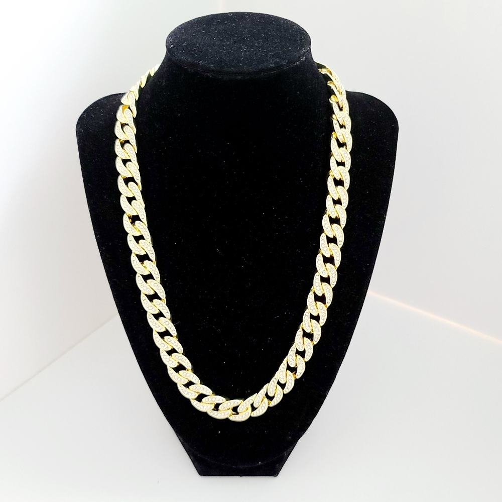 14K Gold plated hip hop bling bling necklace. New - Picture 2 of 6
